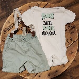 Carter's White and Mint Baby Outfit